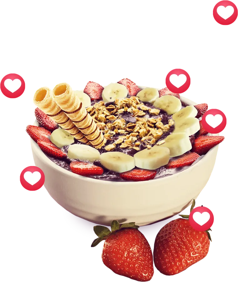 Bowl de açaí com banana, morango e granola